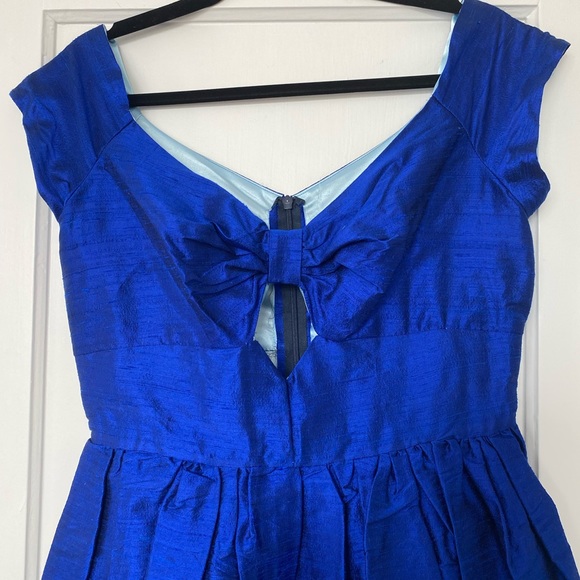Royal blue silk dupioni dress with keyhole - Picture 2 of 3